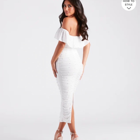 NWT Faux Pearl Off-The-Shoulder Dress - Picture 2 of 7